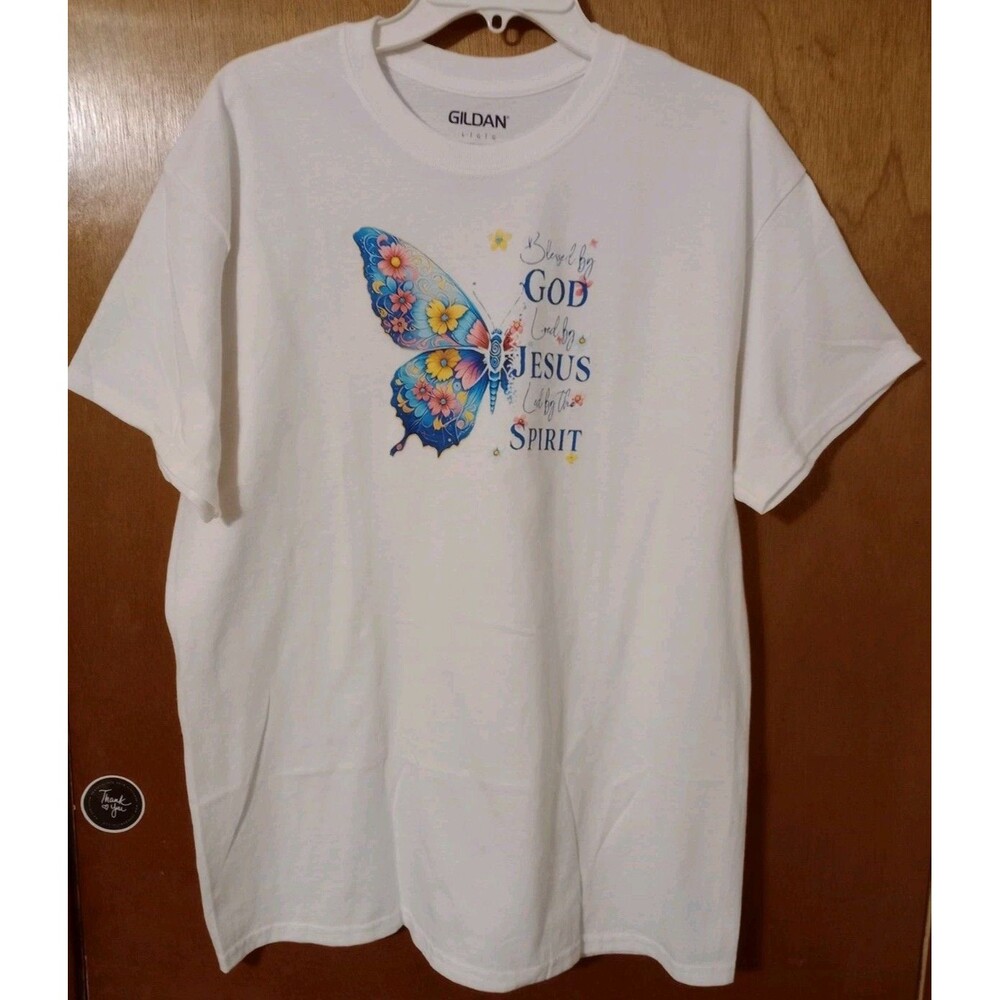 Men's SS T-Shirt Graphic Inspirational Quote White Sz L Gildan Casual Tee New